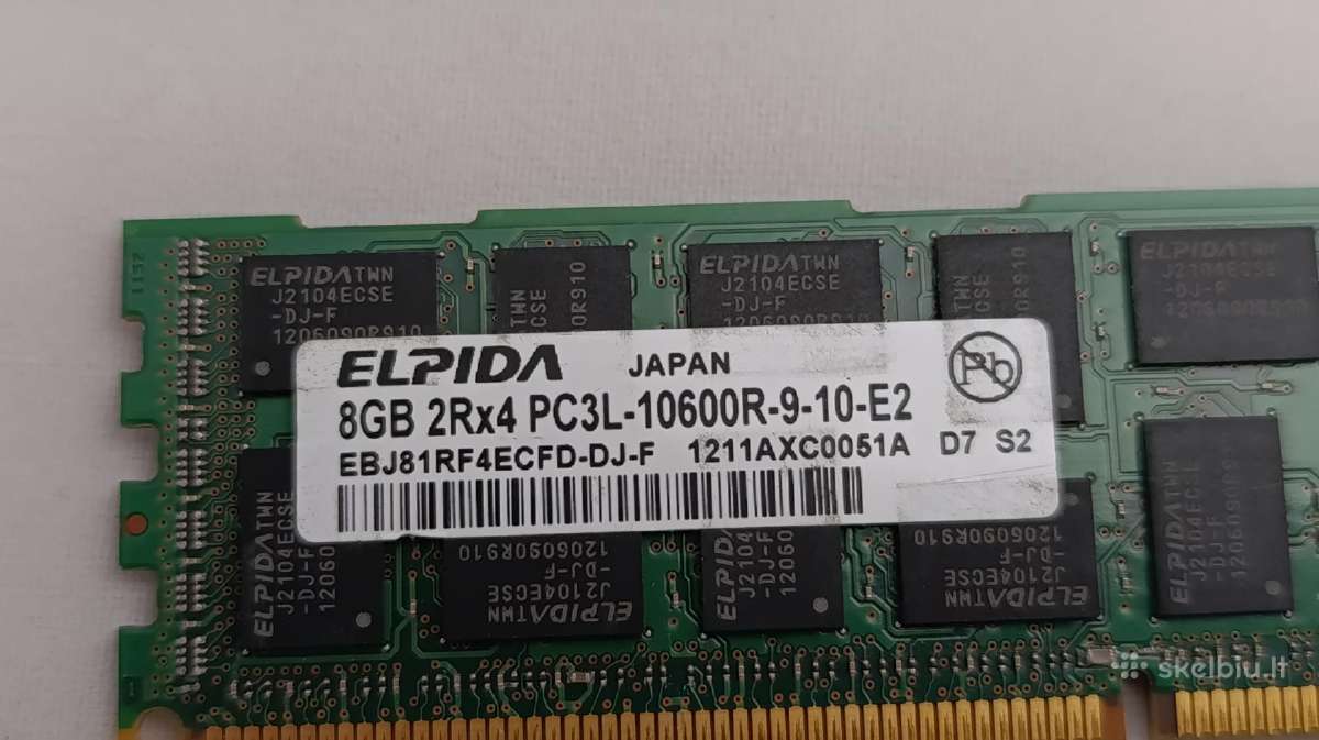 RAM Elpida 8gb 2rx4 Pc3-10600r-9-10-e2 - nuotraukos Nr. 6