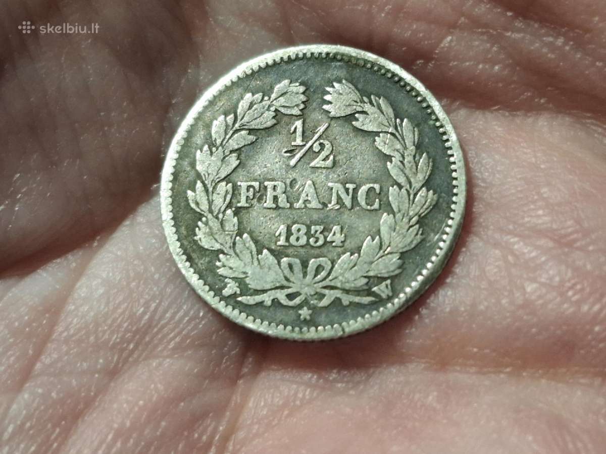 Prancūzija 1/2 franko 1834 W sidabras