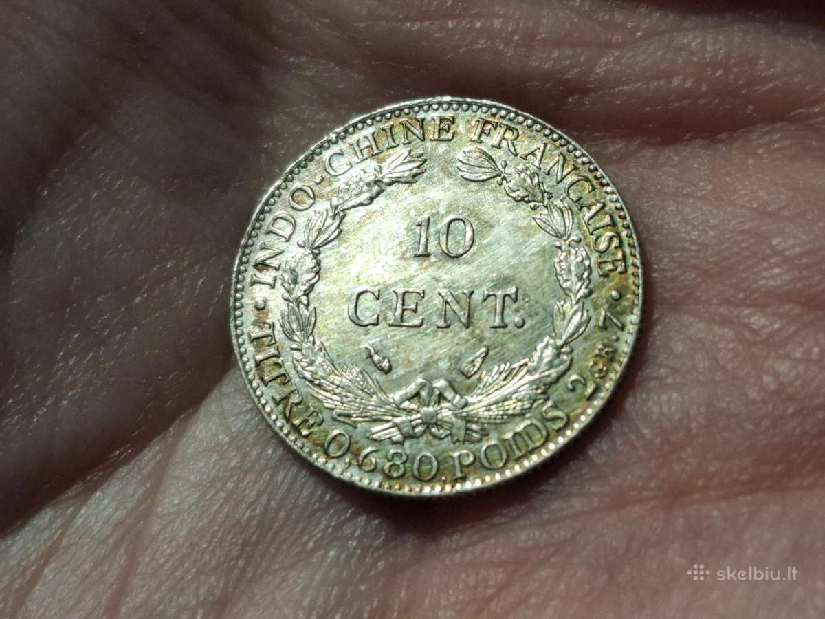 Indokinija 10 sentimų 1937 sidabras