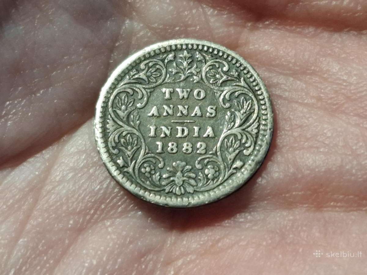 Indija 2 annas 1882 sidabras