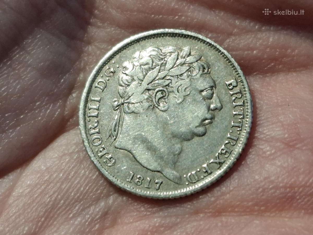 UK 6 pencai 1817 sidabras - nuotraukos Nr. 2