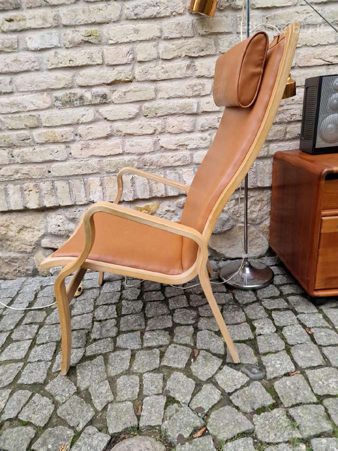 Vintažinis mid century autorinis odinis fotelis - nuotraukos Nr. 4