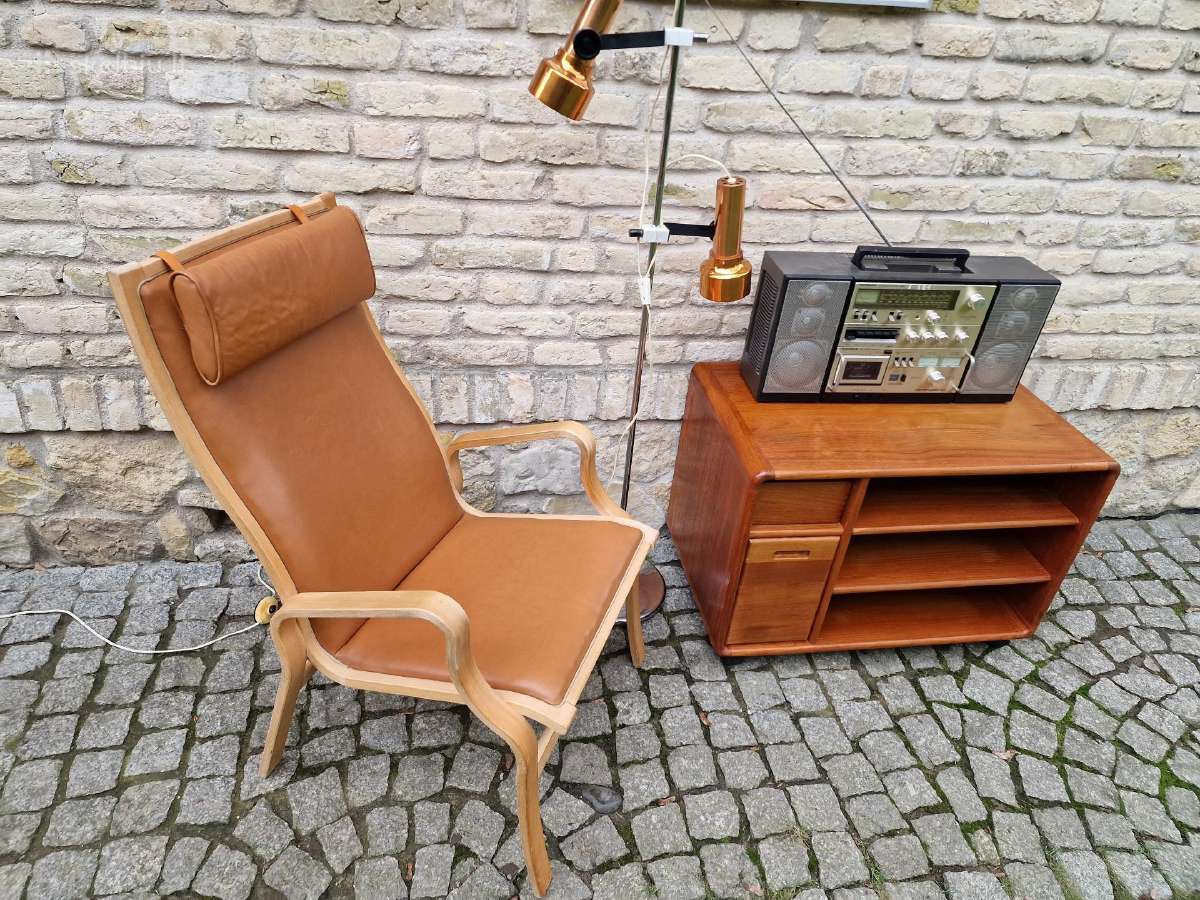 Vintažinis mid century autorinis odinis fotelis - nuotraukos Nr. 5