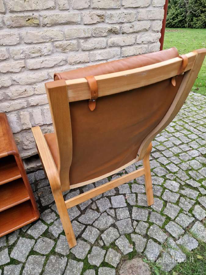 Vintažinis mid century autorinis odinis fotelis - nuotraukos Nr. 8