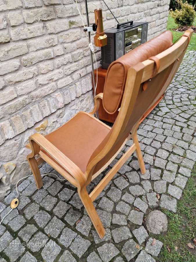 Vintažinis mid century autorinis odinis fotelis - nuotraukos Nr. 9