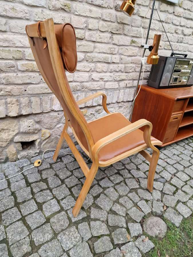 Vintažinis mid century autorinis odinis fotelis - nuotraukos Nr. 11