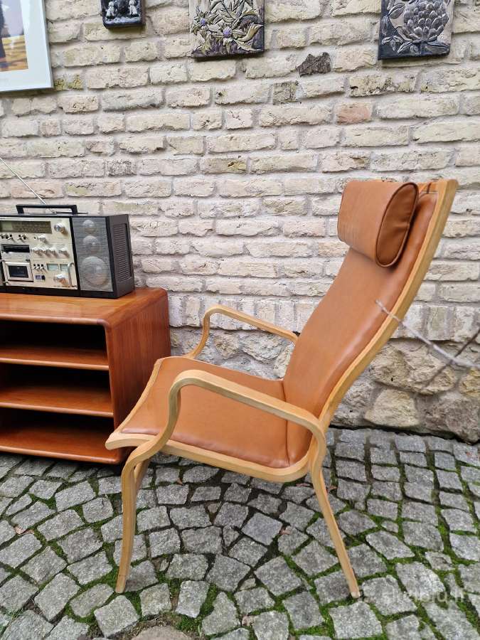 Vintažinis mid century autorinis odinis fotelis - nuotraukos Nr. 15