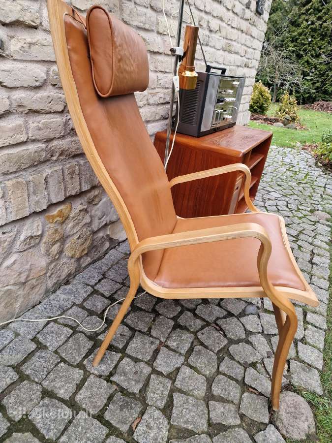Vintažinis mid century autorinis odinis fotelis - nuotraukos Nr. 16