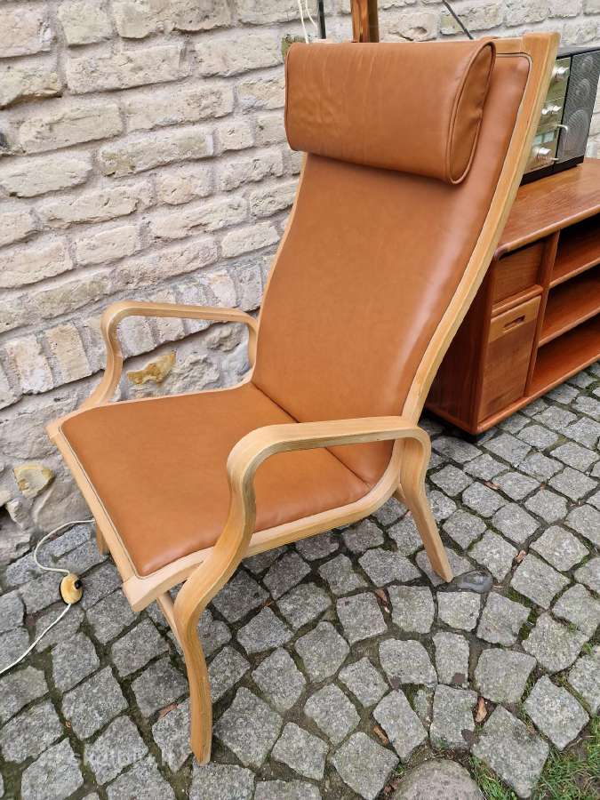 Vintažinis mid century autorinis odinis fotelis - nuotraukos Nr. 17