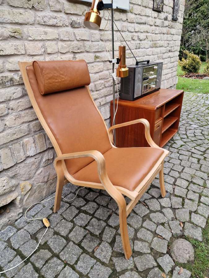 Vintažinis mid century autorinis odinis fotelis - nuotraukos Nr. 21