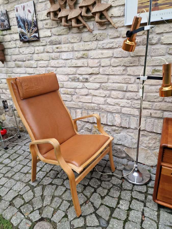 Vintažinis mid century autorinis odinis fotelis - nuotraukos Nr. 26