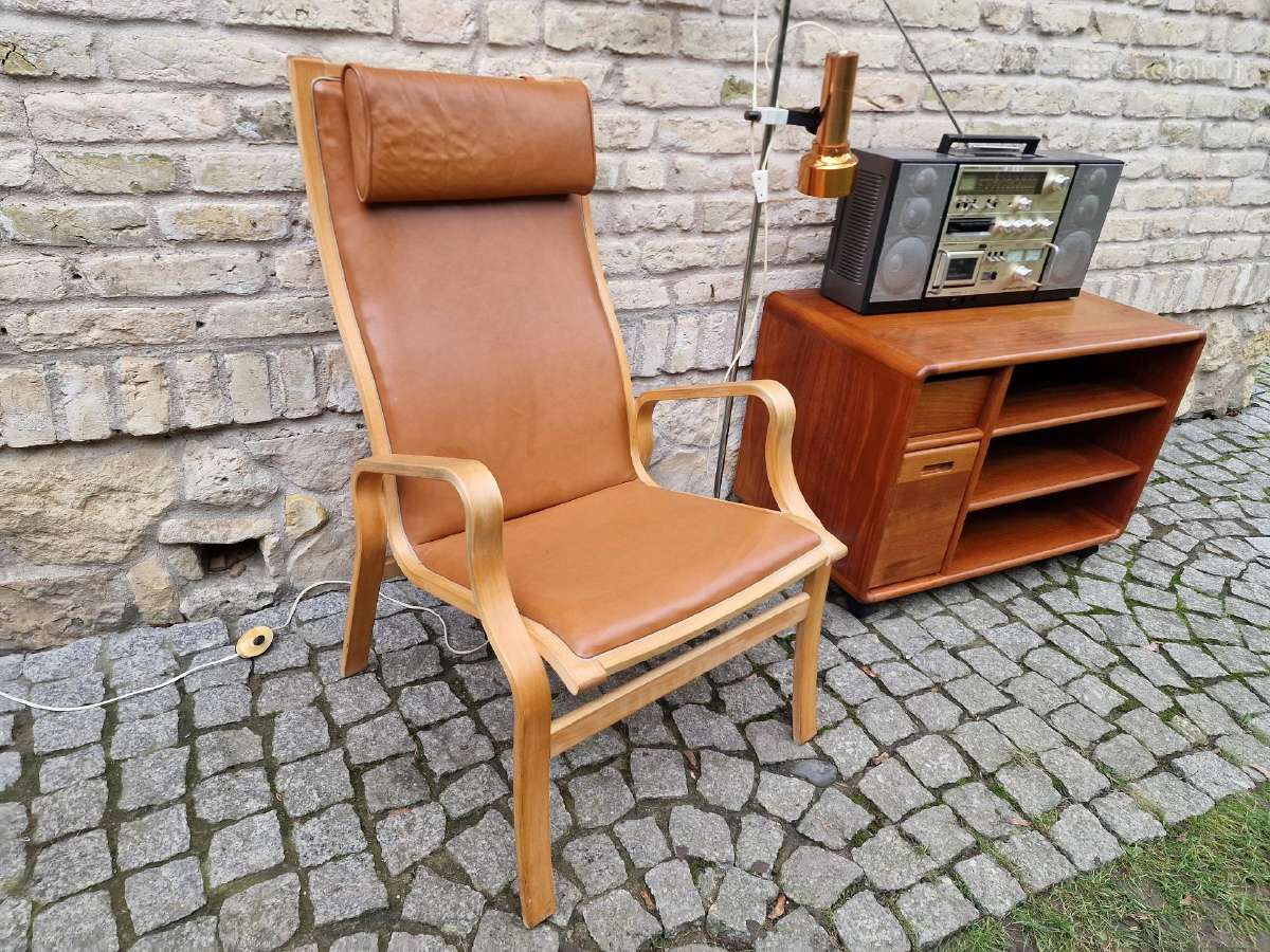 Vintažinis mid century autorinis odinis fotelis - nuotraukos Nr. 31