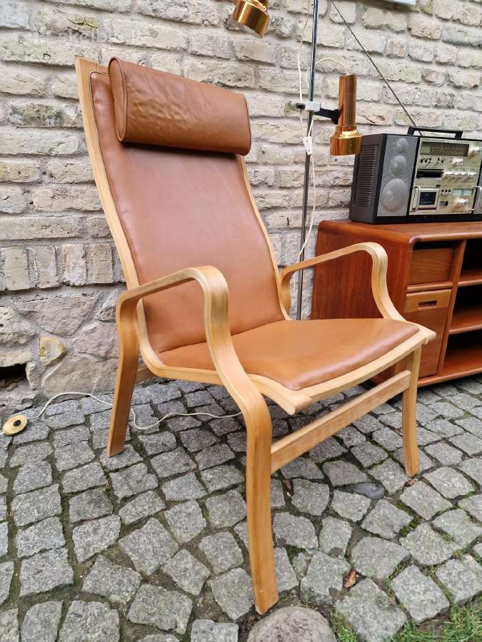 Vintažinis mid century autorinis odinis fotelis - nuotraukos Nr. 32