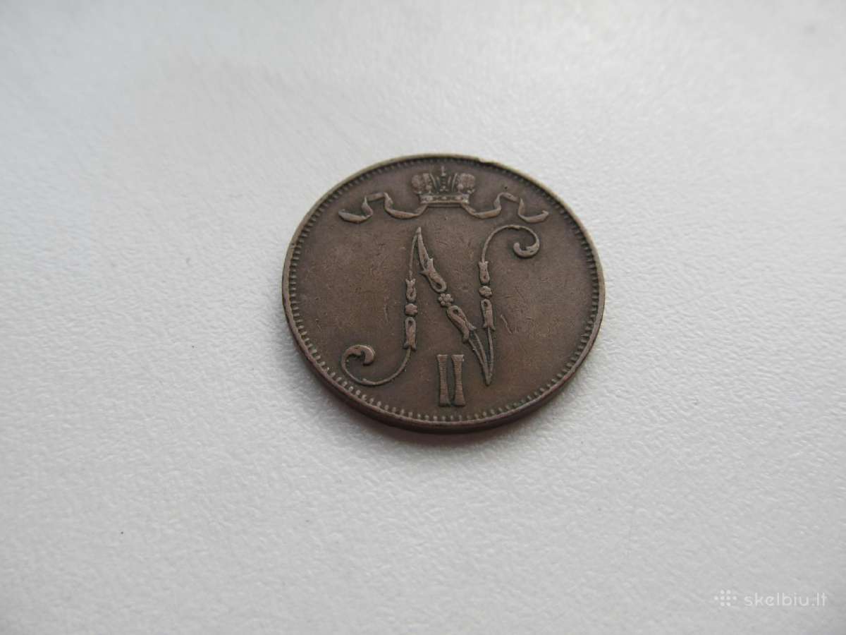 5 pennia , Suomija Rusija , 1906 - nuotraukos Nr. 2