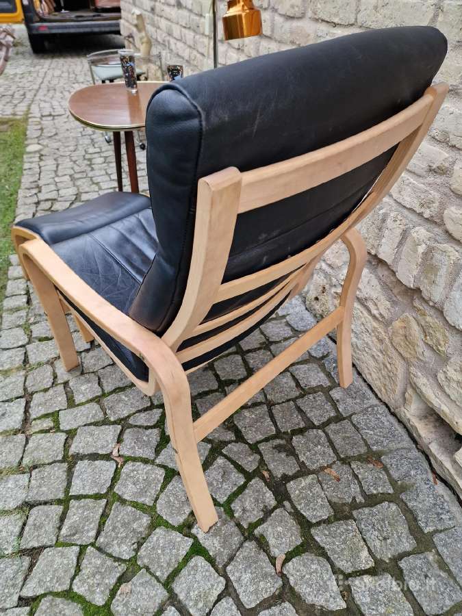 Vintažinis mid century autorinis odinis fotelis - nuotraukos Nr. 7