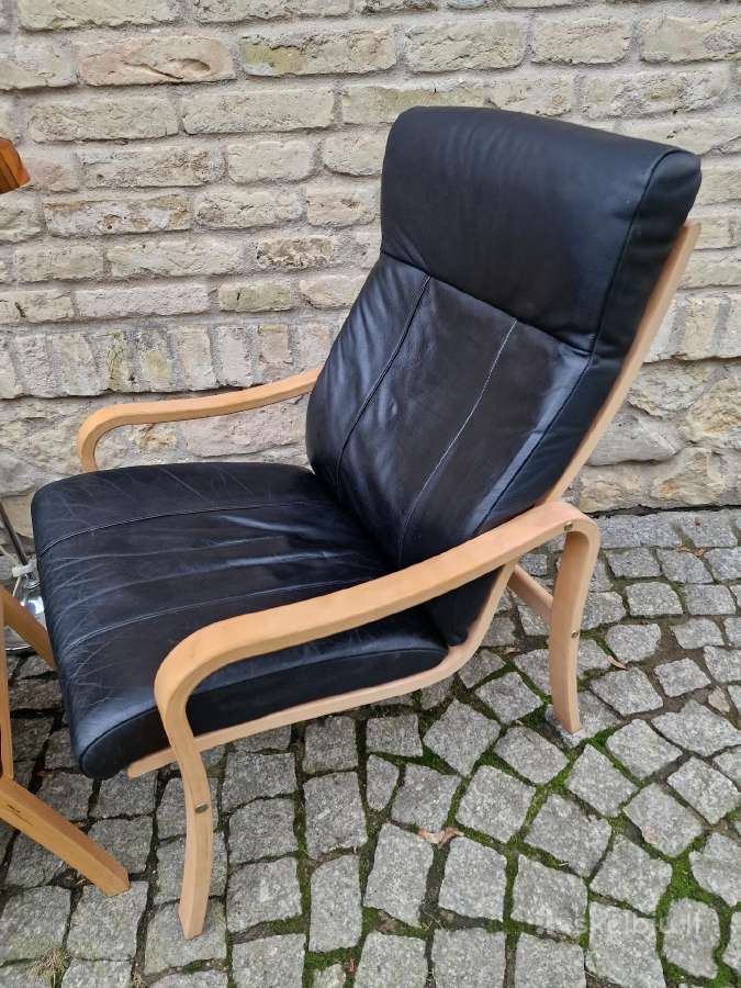 Vintažinis mid century autorinis odinis fotelis - nuotraukos Nr. 8