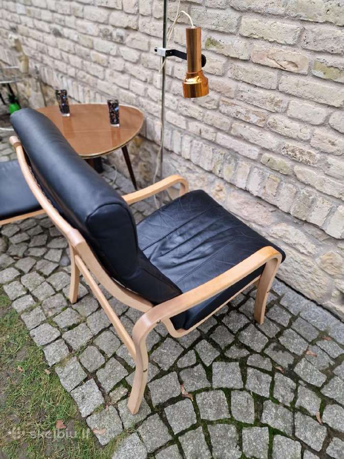 Vintažinis mid century autorinis odinis fotelis - nuotraukos Nr. 11