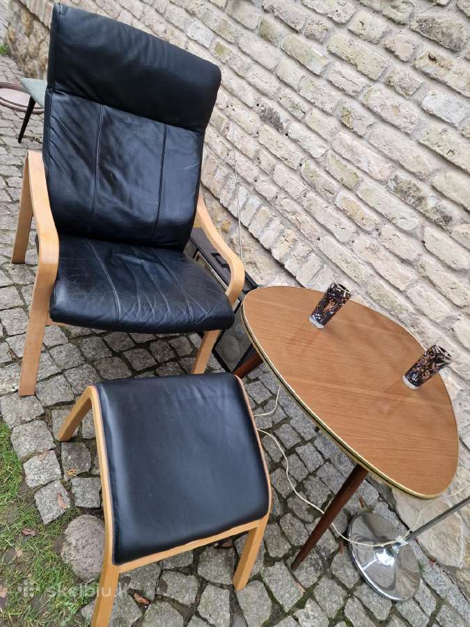Vintažinis mid century autorinis odinis fotelis - nuotraukos Nr. 12