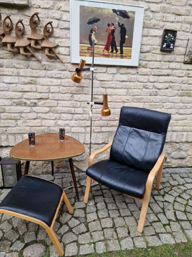 Vintažinis mid century autorinis odinis fotelis - nuotraukos Nr. 13