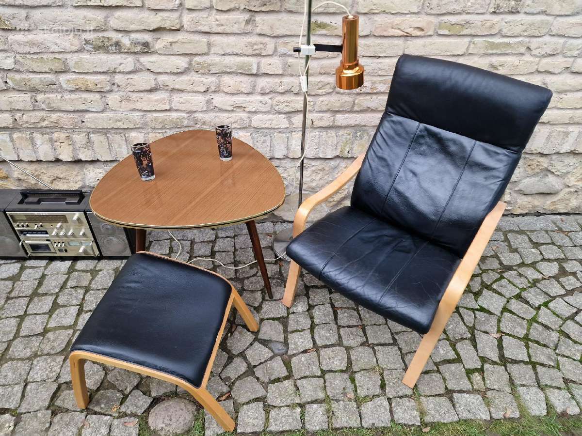Vintažinis mid century autorinis odinis fotelis - nuotraukos Nr. 15
