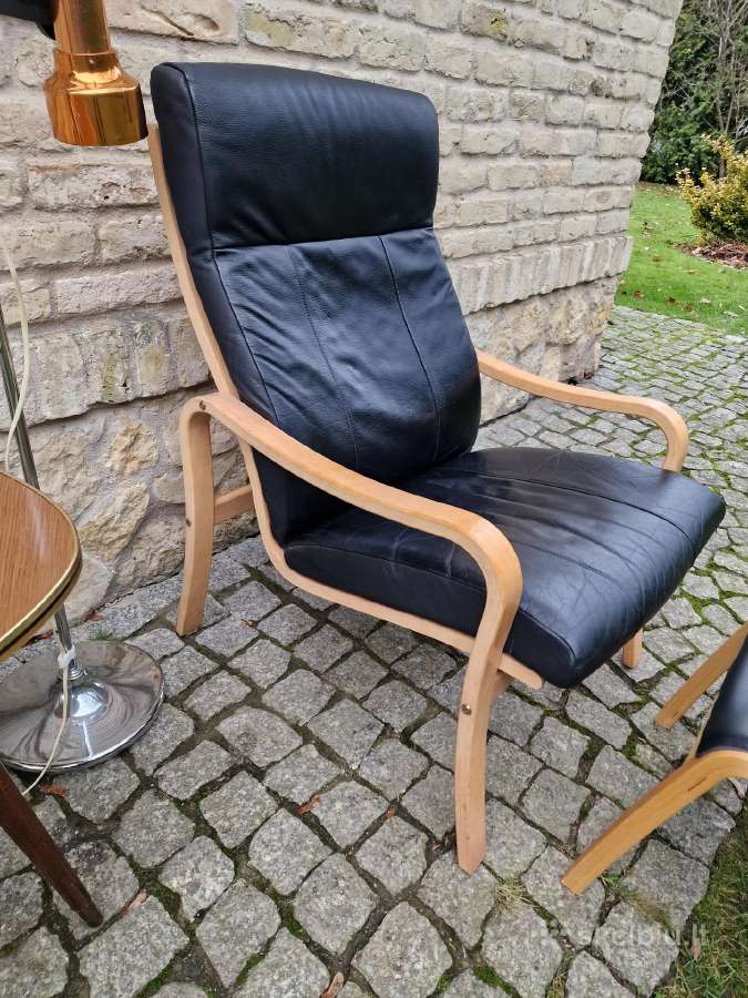 Vintažinis mid century autorinis odinis fotelis - nuotraukos Nr. 17