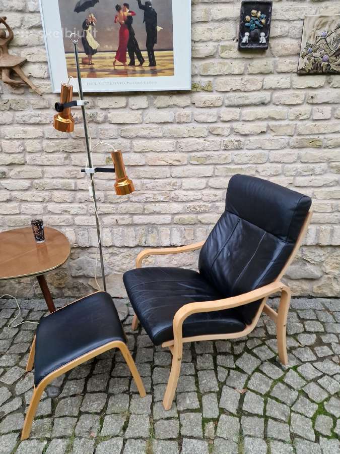 Vintažinis mid century autorinis odinis fotelis - nuotraukos Nr. 18