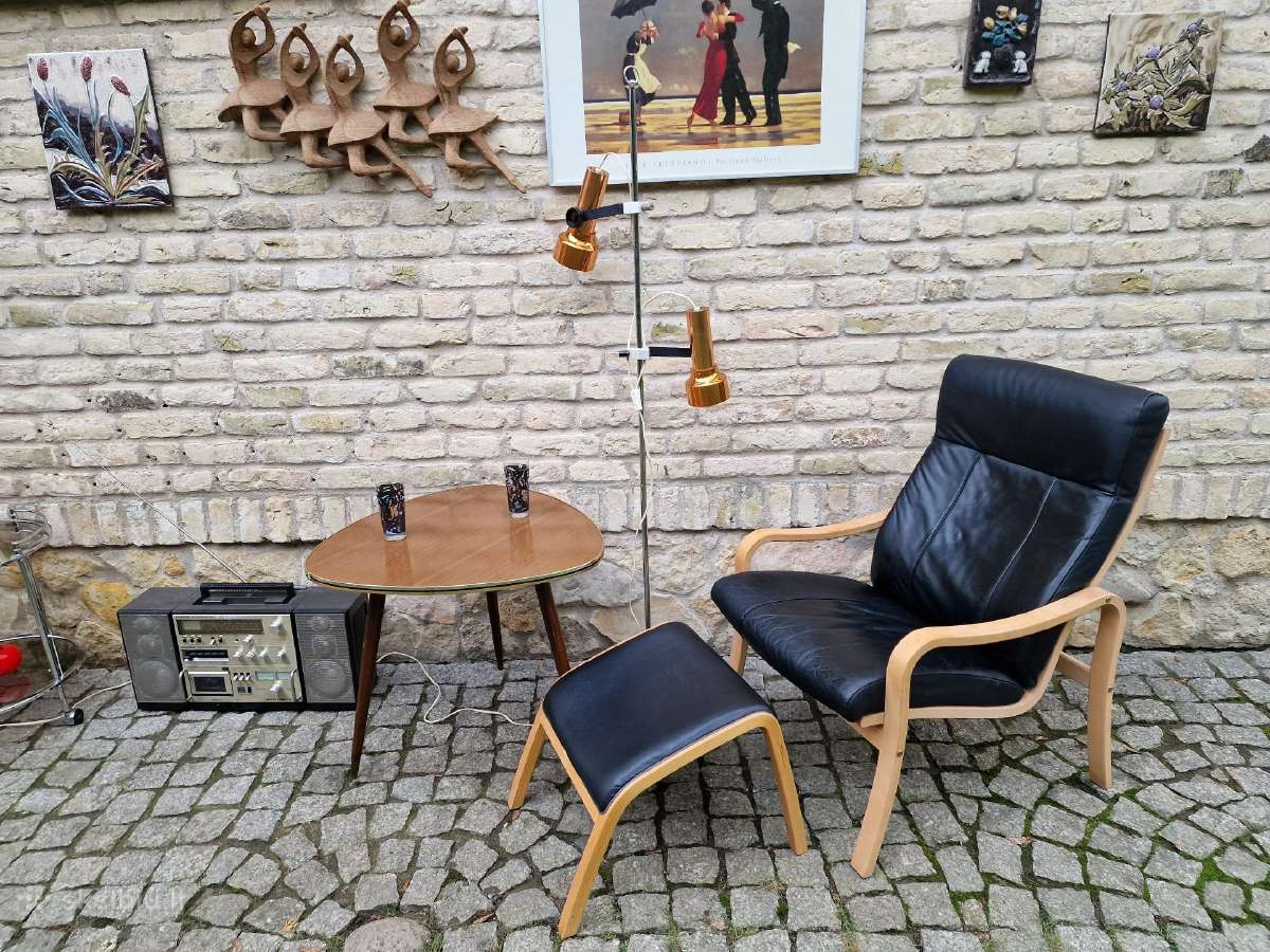 Vintažinis mid century autorinis odinis fotelis - nuotraukos Nr. 20