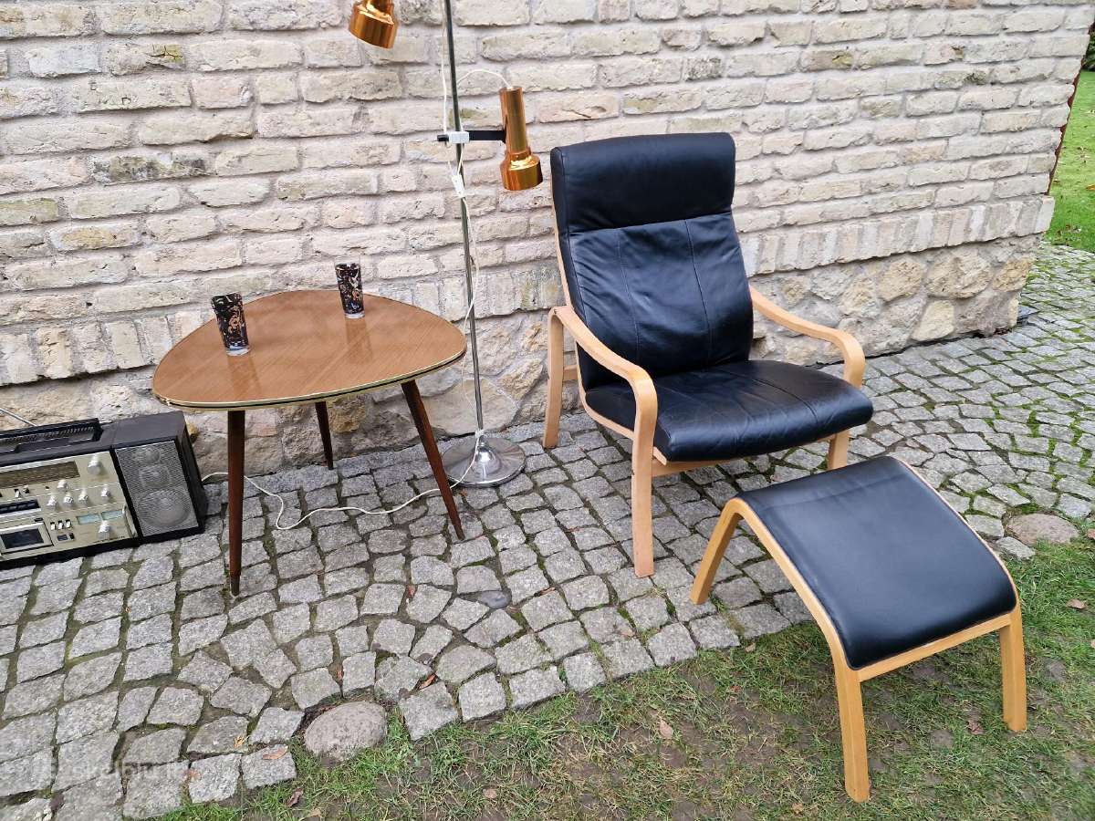 Vintažinis mid century autorinis odinis fotelis - nuotraukos Nr. 21