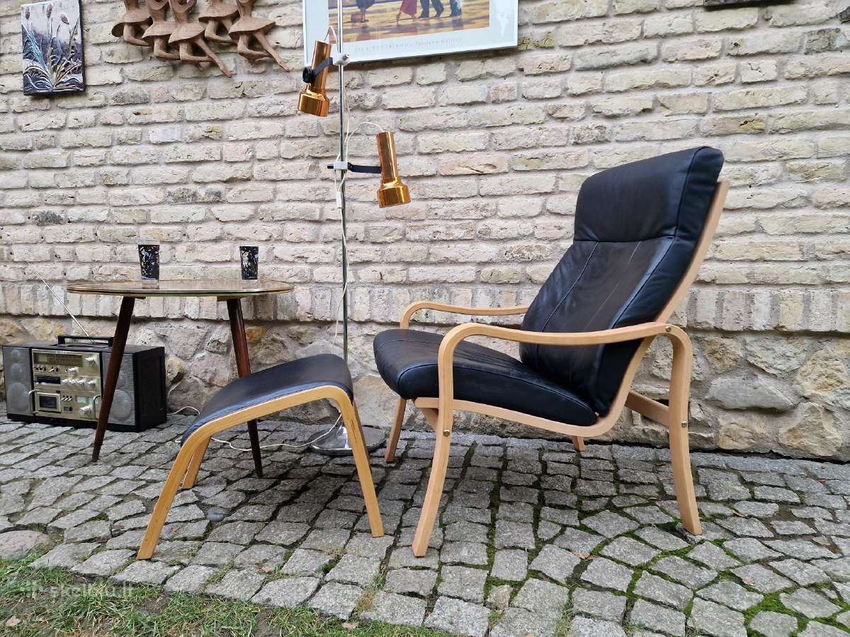 Vintažinis mid century autorinis odinis fotelis - nuotraukos Nr. 22