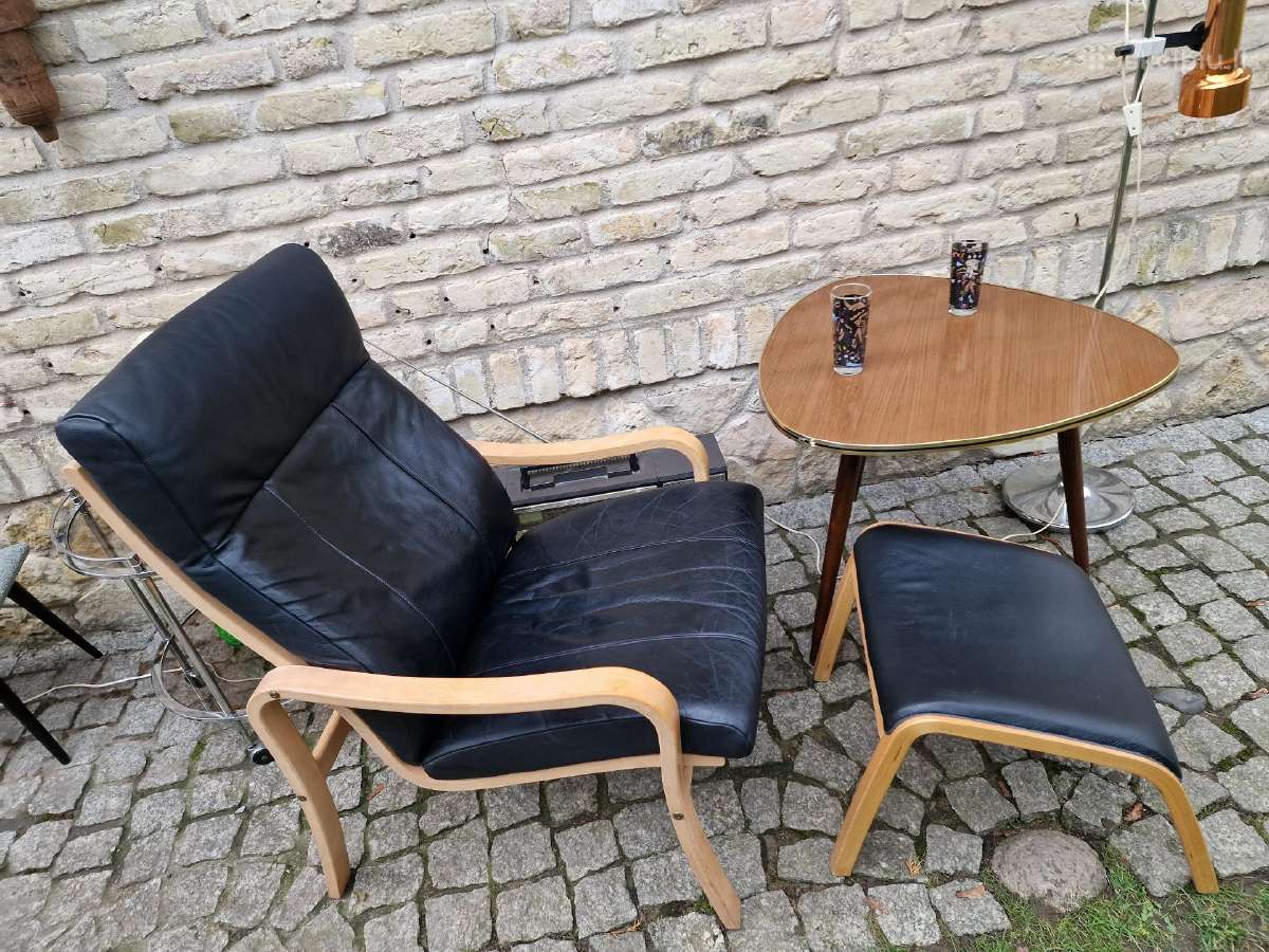 Vintažinis mid century autorinis odinis fotelis - nuotraukos Nr. 23