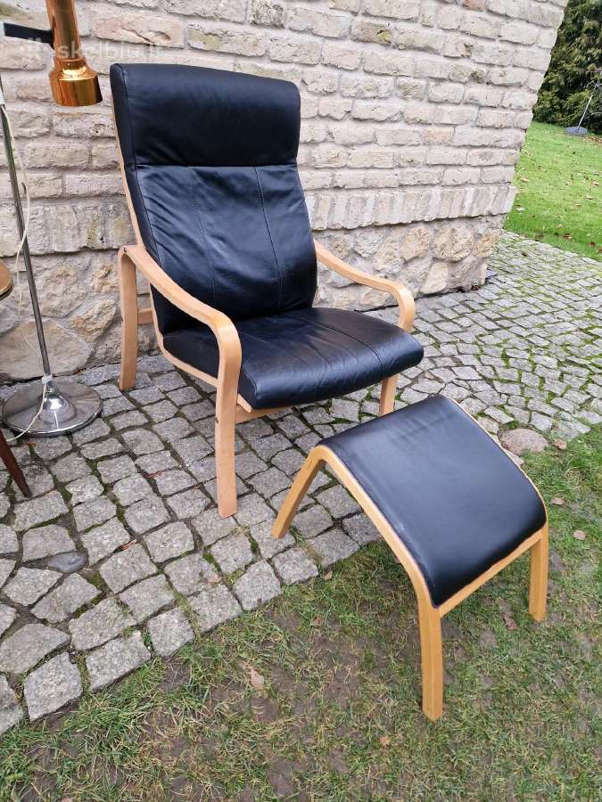 Vintažinis mid century autorinis odinis fotelis - nuotraukos Nr. 24