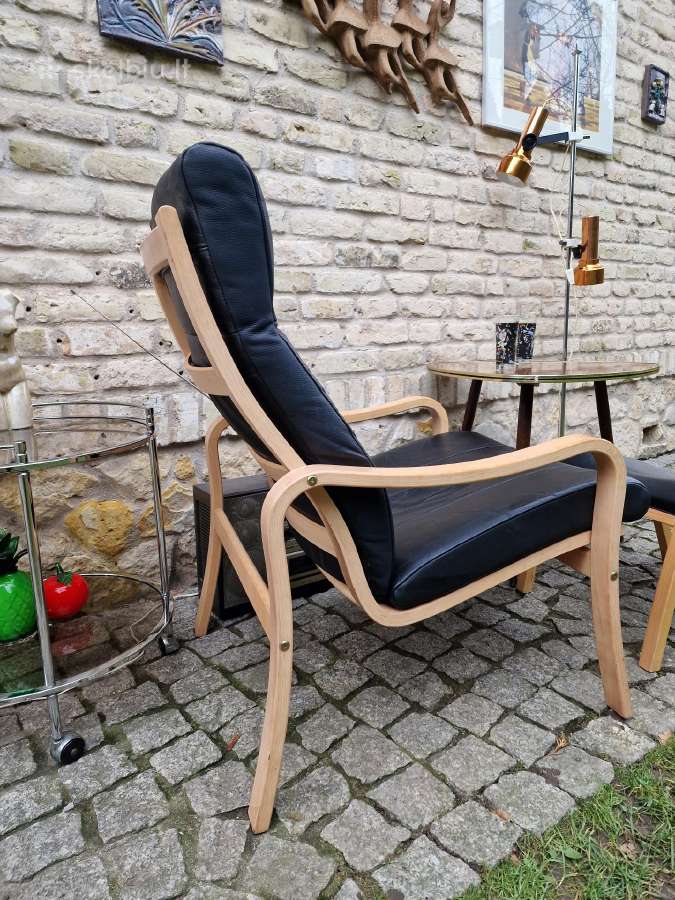 Vintažinis mid century autorinis odinis fotelis - nuotraukos Nr. 25