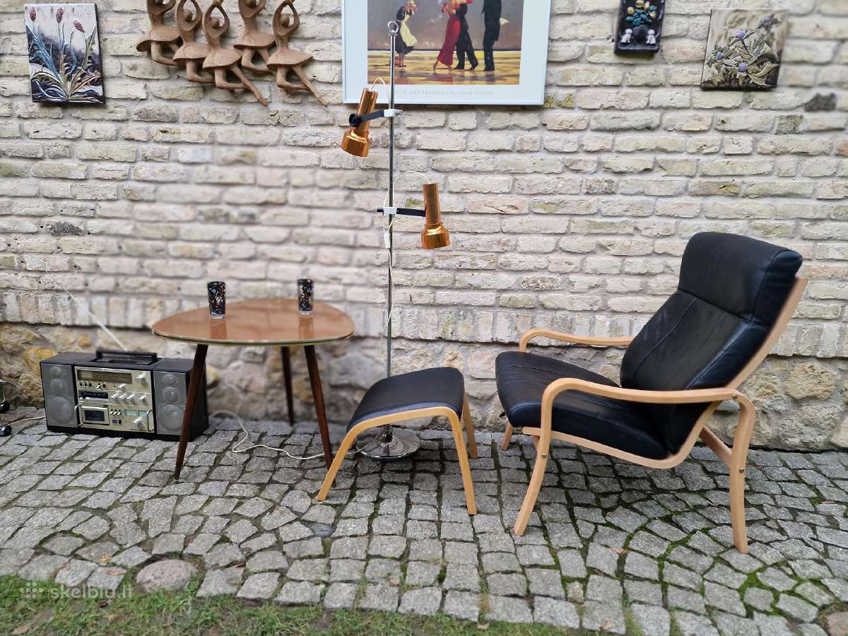 Vintažinis mid century autorinis odinis fotelis - nuotraukos Nr. 26