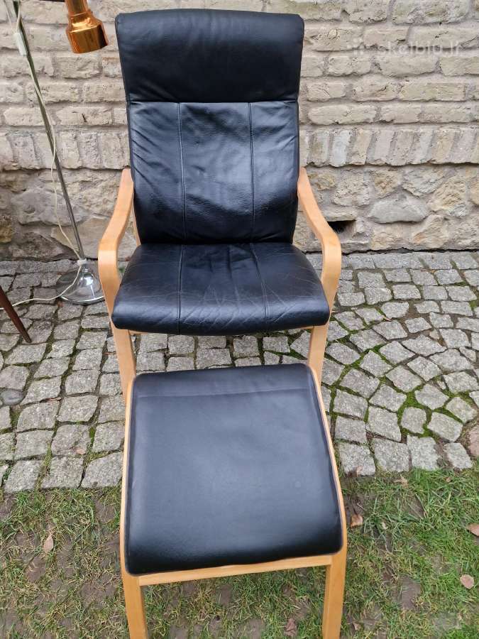 Vintažinis mid century autorinis odinis fotelis - nuotraukos Nr. 28