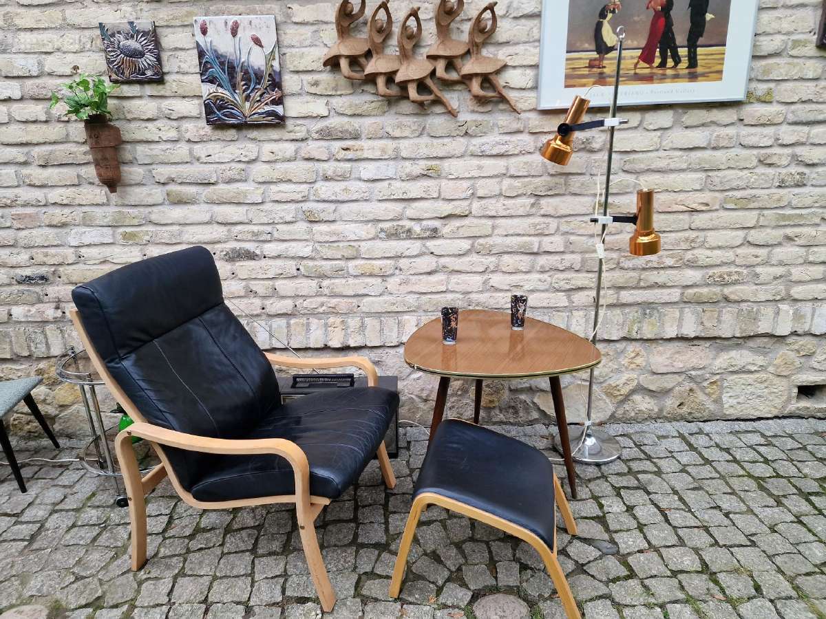Vintažinis mid century autorinis odinis fotelis - nuotraukos Nr. 29