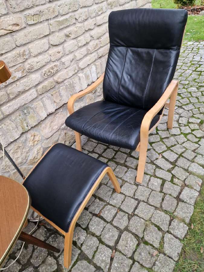 Vintažinis mid century autorinis odinis fotelis - nuotraukos Nr. 31