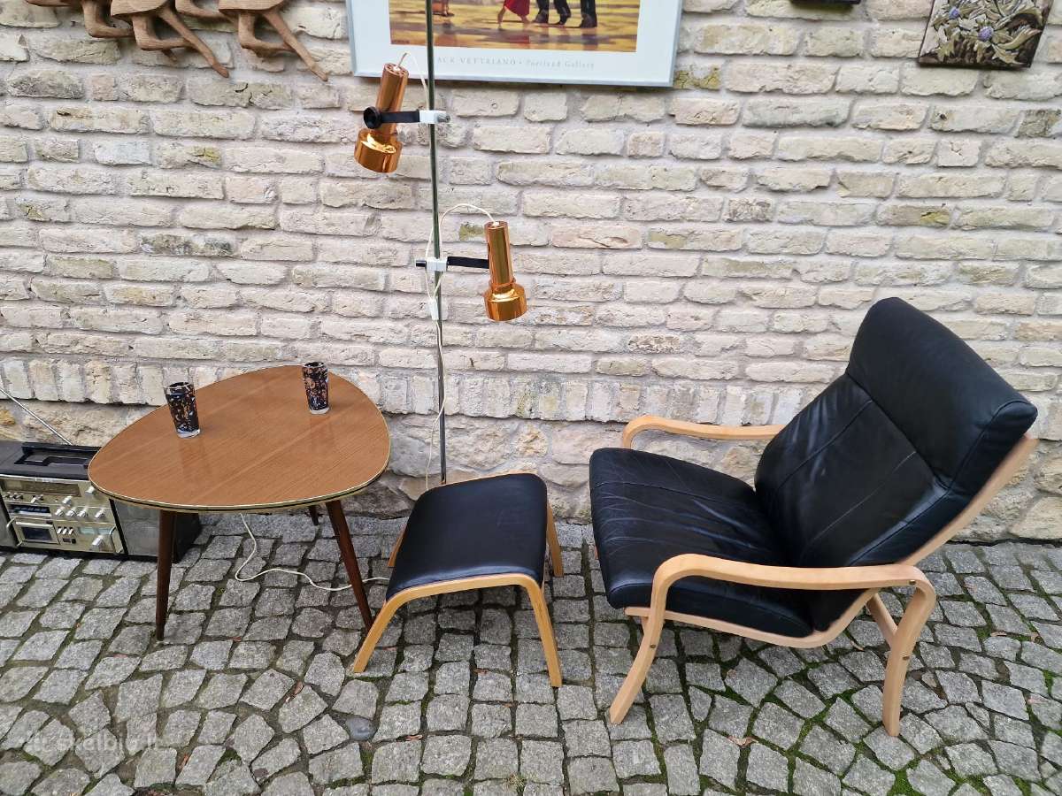 Vintažinis mid century autorinis odinis fotelis - nuotraukos Nr. 32