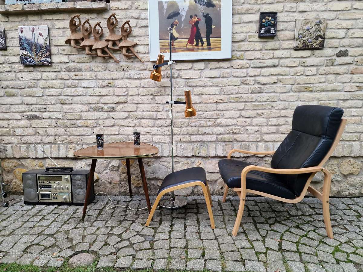 Vintažinis mid century autorinis odinis fotelis - nuotraukos Nr. 33