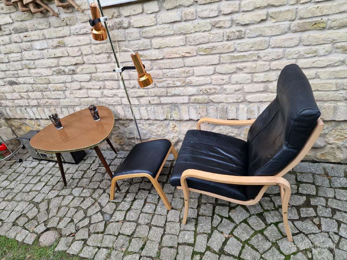 Vintažinis mid century autorinis odinis fotelis - nuotraukos Nr. 34