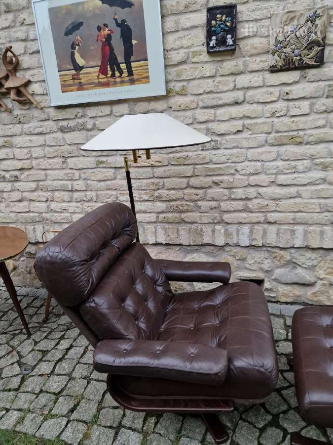 Vintažinis mid century odinis poilsio fotelis - nuotraukos Nr. 8