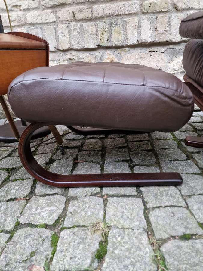 Vintažinis mid century odinis poilsio fotelis - nuotraukos Nr. 18