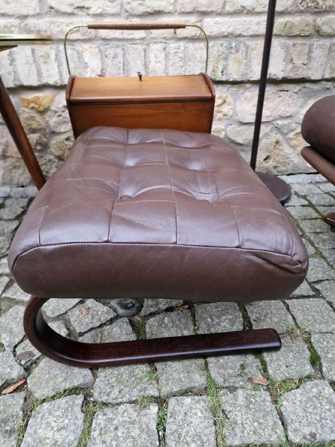 Vintažinis mid century odinis poilsio fotelis - nuotraukos Nr. 26