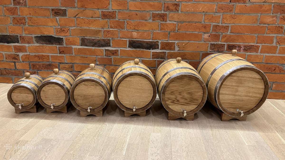 10 litrų ąžuolinė statinė nerūdijančiais lankais - nuotraukos Nr. 3