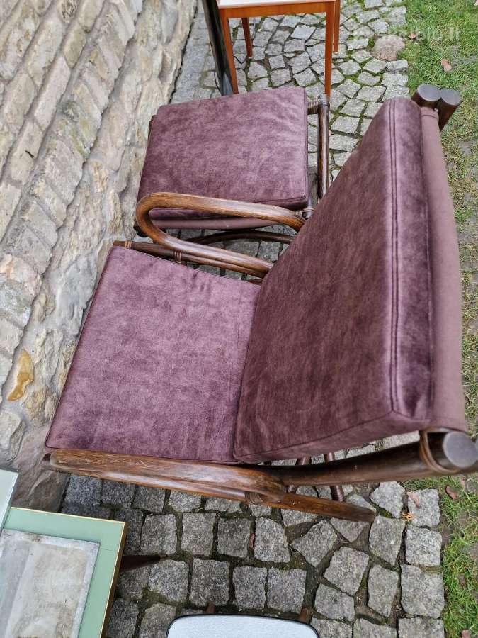 Vintažinis mid century ratango fotelis su pakoju - nuotraukos Nr. 18