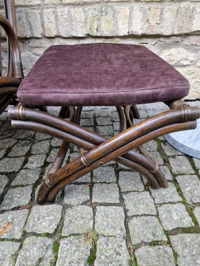 Vintažinis mid century ratango fotelis su pakoju - nuotraukos Nr. 25