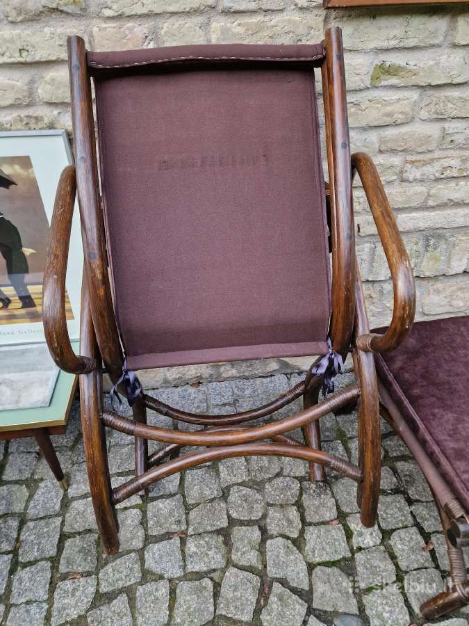 Vintažinis mid century ratango fotelis su pakoju - nuotraukos Nr. 27