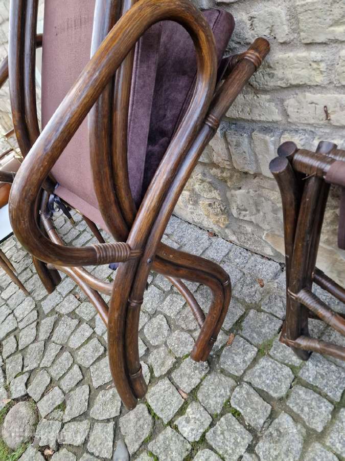 Vintažinis mid century ratango fotelis su pakoju - nuotraukos Nr. 30