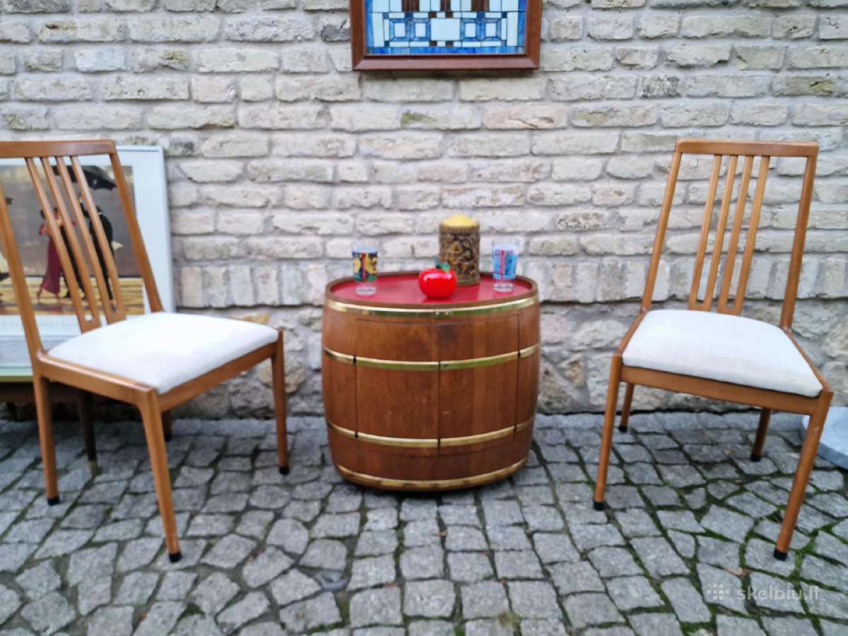 Vintažinis mid century ąžuolinis staliukas/baras - nuotraukos Nr. 15