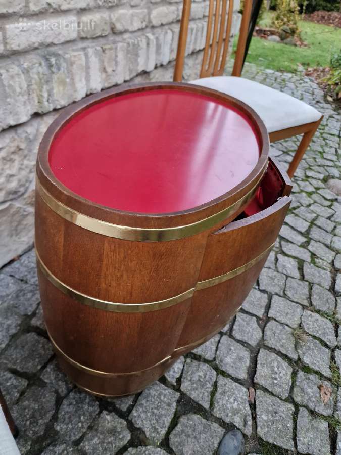 Vintažinis mid century ąžuolinis staliukas/baras - nuotraukos Nr. 16