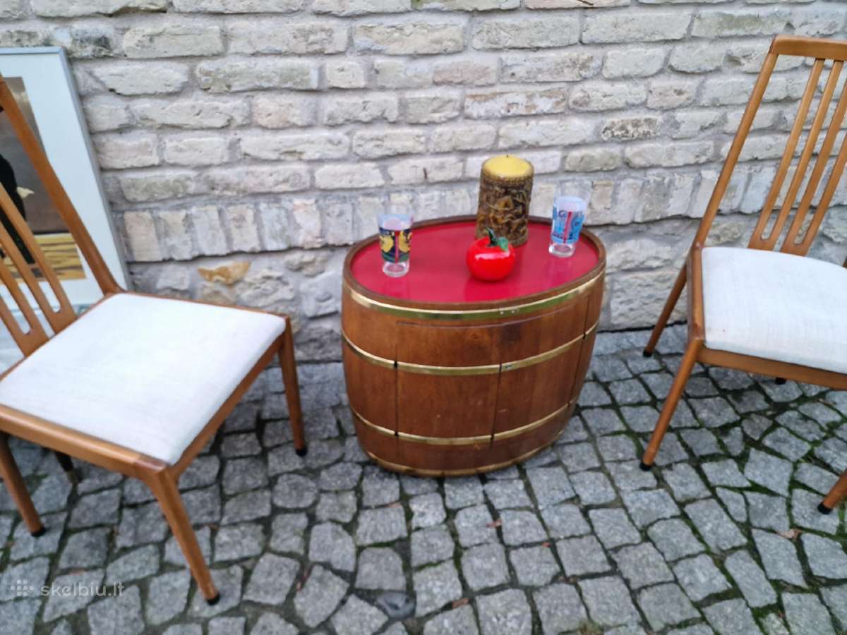 Vintažinis mid century ąžuolinis staliukas/baras - nuotraukos Nr. 17